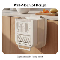 Cabinet Door Trash Bin Space-Saving Cabinet Door Waste Bin Foldable Kitchen Waste Basket Easy to Install for Bathroom, Office