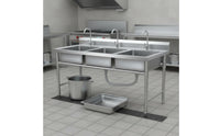 Easy to Clean Commercial Stainless Steel Sink Anti Restaurant Prep and Wash Sink Deep Basin Heavy Duty Wash Station Sturdy for Null