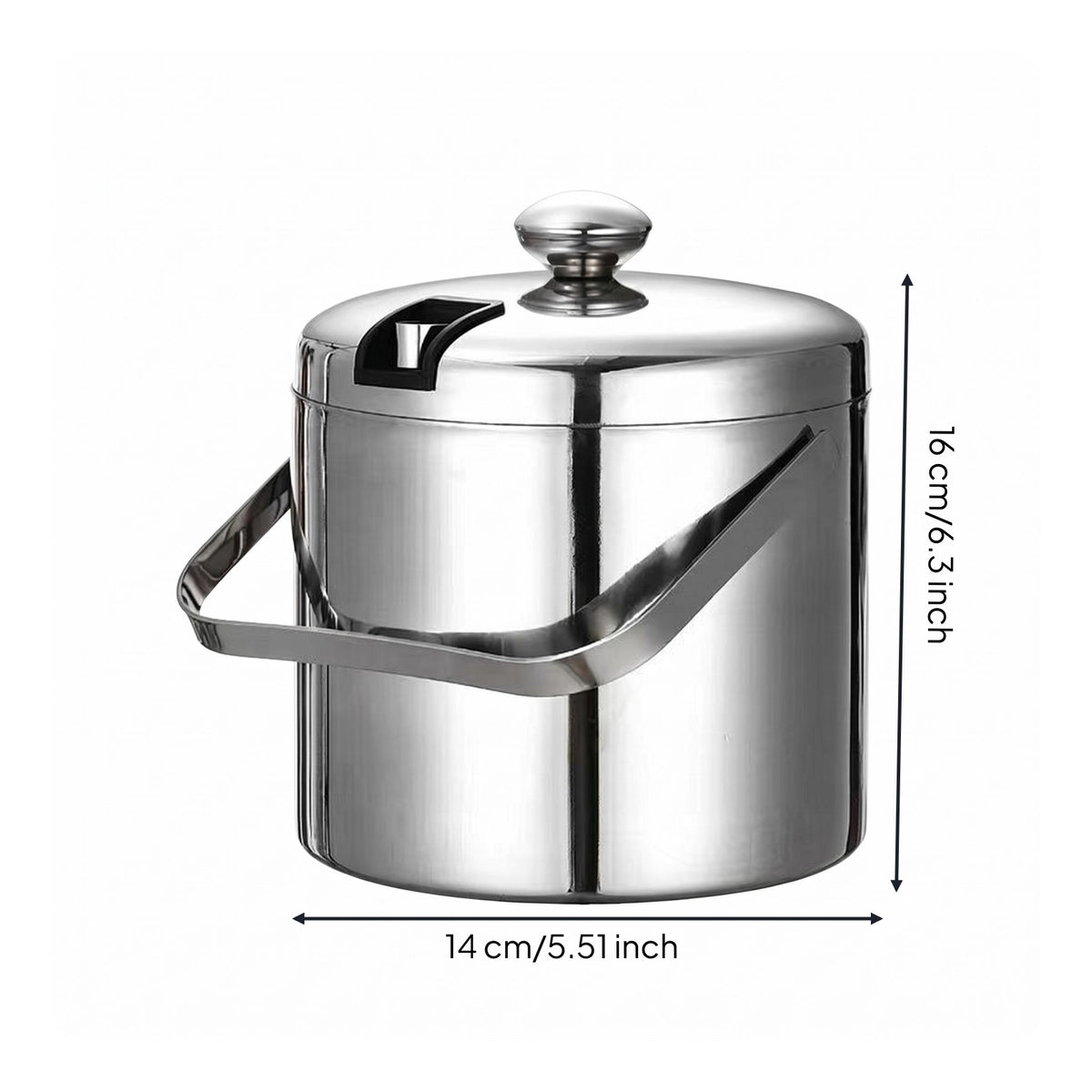 Stainless Steel Ice Bucket Condensation Resistant Two-Layer Ice Bucket Portable Barware for Chilled Drinks