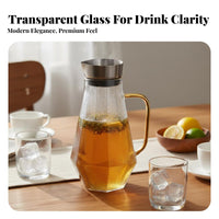 Easy to Clean Glass Water Jug Safe Large Capacity Juice Pitcher Anti-Leak-Proof Spout for Homeowners, Families, Home, Refrigerator