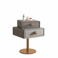 Rotating 2-Drawer Side Table Light Luxury Bedroom Furniture Space-Saving
