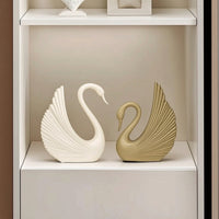 Elegant Swan Figurine Matte Swan Statue Sculpted Sculptures with Ribbed Wings Minimalist for Homeowners, Art Lovers, Living Room, TV Cabinet, Entryway