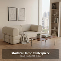 Upholstered Folding Futon Foldable reshapeable Loveseat Converts to becomed Sleeper Sofa for Apartment Dwellers, Young Adults, Small areas, Living Room