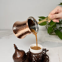 土耳其进口纯手工加厚铜咖啡壶手冲壶热奶煮茶罐罐茶户外便携煮壶