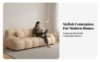 Space-Saving Segmented Sleeper Sofa Piano Key Inspired Convertible Couch Easy Conversion Living Room Seating French Aesthetic for Apartment Dwellers, Overnight Guests, Young Adults, Home Office