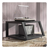 4 Pieces Stereo Component Shelf Audio Tower Amplifier Rack Steel and Wood Media Furniture Turntable Stand with Ventilated Design Suitable for Living Room Home Theater Home Entertainment Listening Station Household Furniture
