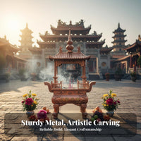 Rectangular Cast Iron Devotional Scent Burner Traditional Design Chinese Dragon Devotional Scent Furnace Ornate Carvings Large Outdoor Temple Censer