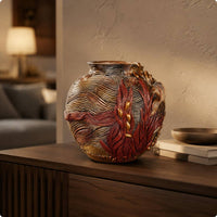 Decorative Flower Pot Textured Surface Tabletop Planter 3D Design