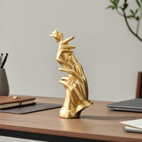 Hand Statue with Roses Golden-Hand Statue Sculptural for Living Room, Bookshelf