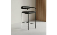 Modern Bar Stool with Backrest Padded Seat Upholstered Kitchen Island Stool Seating Furniture for Reception Desk