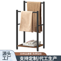 浴室毛巾收纳架落地浴巾悬挂置物架金属上墙可拆卸毛巾架