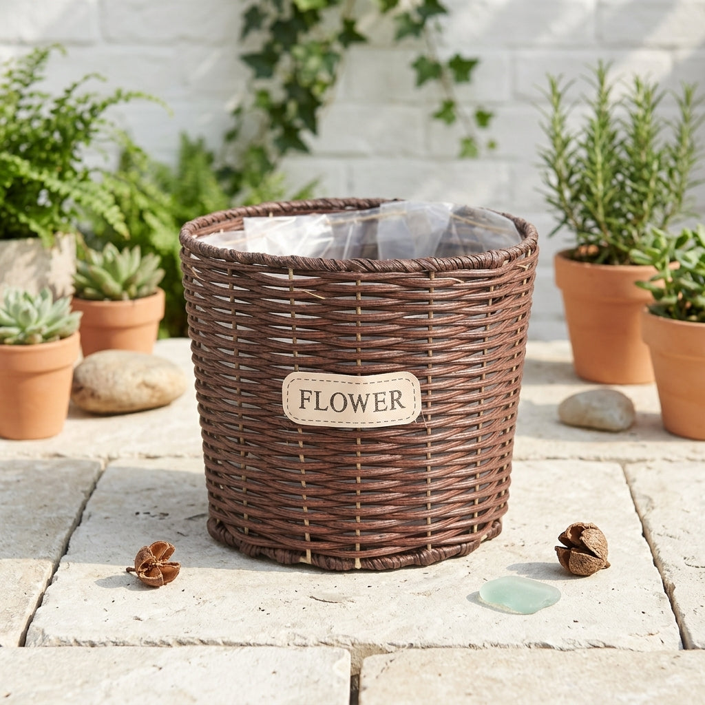 Plant Pots and Hanging Basket for Indoor Plants, Wicker Basket with Liner for Indoor Plant Pot, Outdoor Plant Basket with Handmade Weaving Design