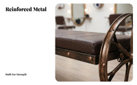 3-Seater Salon Bench Vintage Aesthetic Waiting Room Seating Faux Leather Upholstery Sturdy Frame for Guests, Lobby, Entryway