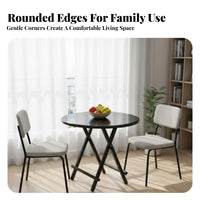 Portable Round Drop-Flap Table Space-Saving Design Collapsible Surface Seats 4 People Household Furniture Contemporary Design for Apartment Dwellers, Families, Outdoor, Kitchen, Dining Room, Breakfast Nook