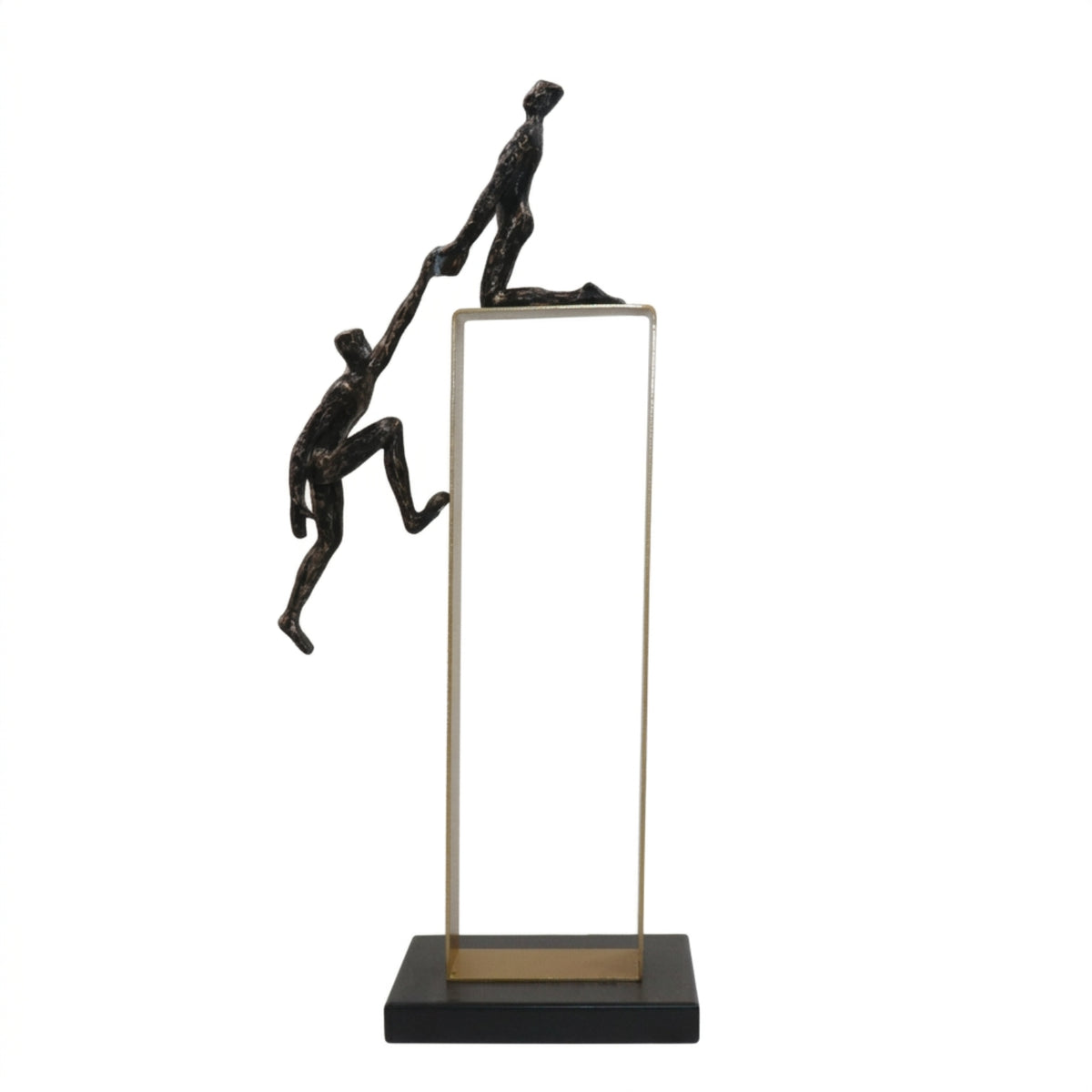 Abstract Human Sculpture Metal Figurine with Base Human Figurine Ornament for Bookshelf