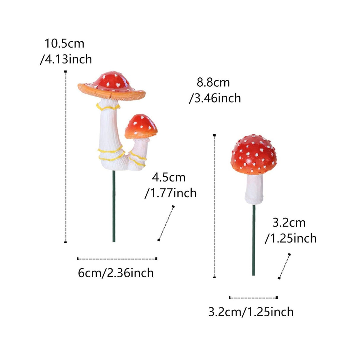 2 Pieces Glow Mushroom Garden Stake Whimsical Mushroom Stake Miniature Yard Decoration for Patio