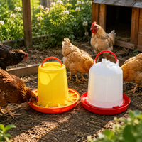 Poultry Feeder 5L, Set of 2, Round & Leak-Proof, 10cm High, for Chicken Coop and Ornamental Poultry