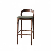 Minimalist Design Upholstered Low-Back Bar Stool Elegant Shape Counter Chair Built-in Footrest Tall Seating Comfortable Seat for Homeowners, Business Owners, Couples, Cafe, Kitchen Island, Reception Area, Cafe