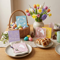 4 Pieces Hollow-out Bunny Card Bright Artwork Easter Greeting Card Value Pack Holiday Supplies for Families, Friends, Spring Celebration, Gift Giving