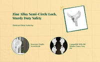 Sliding Pane Lock, Aluminum Alloy Half-Moon Lock, kid protection, Easy Installation, Home Security