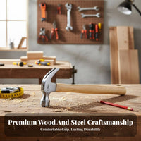 Long-Lasting Claw Hammer High-Carbon Steel Head Woodworking Hammer Non-Slip Grip for Woodworkers, Carpenters, Workshops, Framing