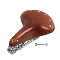 Genuine Leather Bicycle Saddle with Triple Springs