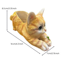 Lying Cat Planter Textured Resin Kitten Planter Kawaii for Courtyard
