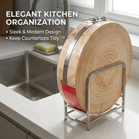 304 stainless steel extended chopping board storage for home kitchen tabletop, modern minimalist lid holders for pots and pans, rack for cooks