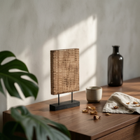 Striped Decorative Board Textured Resin Sculpture with Base Minimalist