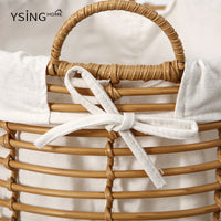 Rattan-Style Plastic Laundry Basket, Large Capacity, Rustic Style