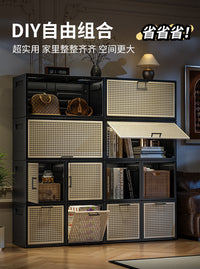 中古风收纳柜开放式收纳箱客厅边柜自由组合翻斗柜储物玩具零食柜