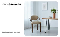 Upholstered Wood-Frame Chair With Armrests Upholstered Backrest Chair Ergonomic Design Minimalist design look for homeowners