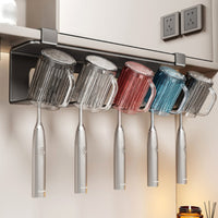 Toothbrush Rack with Five Slots Self Wall-Attached Toothbrush Rack-Saving for Washroom