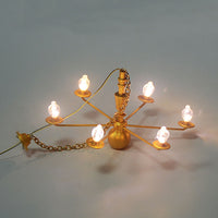 Metal Antique Six-Light Ceiling Lamp with Architectural Sand Table Model