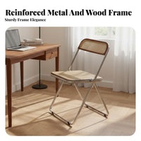 Cane Woven Mesh Folding Chair Lightweight Household Furniture Anti-Slip Feet