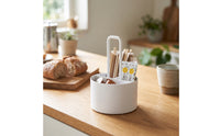 Countertop Utensil Organizer with Handle Easy to Clean Chopstick Container with Divider Long-Lasting Utensil Holder with Compartments Multi-Purpose for Dining Table