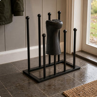 Black Metal Boot Rack Sturdy Upright Boot Stand Space-Saving