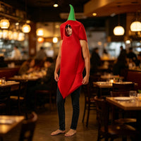 Chili Pepper Costume Humorous Design Red Pepper Bodysuit Easy To Wear Funny Vegetable Outfit for Party, Costume Parties