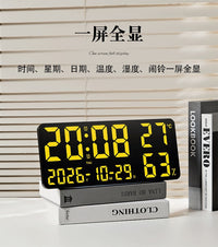 RGB LED Wall Clock with Weekday Display, Large Rectangular
