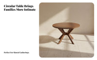 Space-Saving Round Drop-Panel Table Foldable Design Home Furniture Extendable Household Furnishing Multi-Functional for Apartment Dwellers, Small Families, Couples, Dining Room, Kitchen, Breakfast Nook