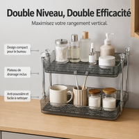 Double-Layer Transparent Storage Rack, Countertop Spice Shelf, Space-Saving for Office and Children's Room