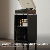 Vinyl Record Storage Cabinet with Adjustable Shelves Record Player Console Ergonomic Height Retro Turntable Console Made from Ash Wood Suitable for Audiophiles Music Room Study