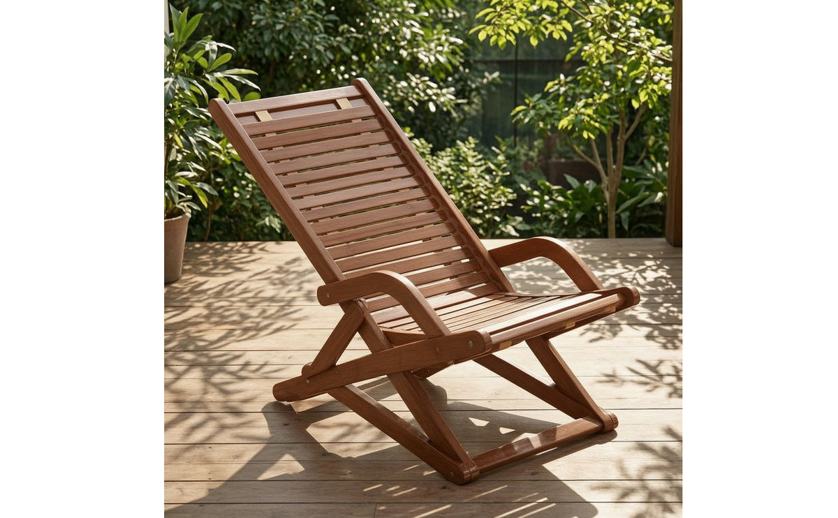 Folding Rocking Chair Reclined Bamboo Rocking Chair Solid Wood for Balcony