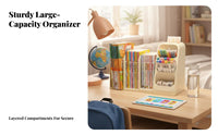 Expandable Bookend with Pen Holder Detachable Design Desk Organizer for Students