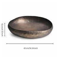 Aluminum Bowl with Textured Finish Irregular Sculptural Bowl Organic for Coffee Table, Sideboard, Entryway Console