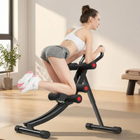 Built-in Display Standing Ab Exerciser Matte Black Foam-Padded Ab Exercise Machine Upright Handlebars Core Workout Machine Curved Frame for Indoor Exercise