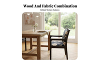 Upholstered Wooden Chair with Armrests Spindle Spine Dining Chair Sturdy Wood Legs Minimalist Design for Office Workers