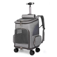 Wheeled Pet Backpack Carrier Ventilated Rolling Pet Carrier Breathable Handsunrestricted for Dog Owners, Travel, Vet Visits, Commuting