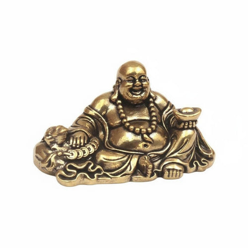 Brass Maitreya Buddha Statue Compact Design for Desk, Office, Collectors