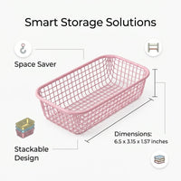 Office Desk Storage Basket with Metal Frame for Stationery and Documents, Carbon Steel Wire Desktop Bin for Students and Home Use